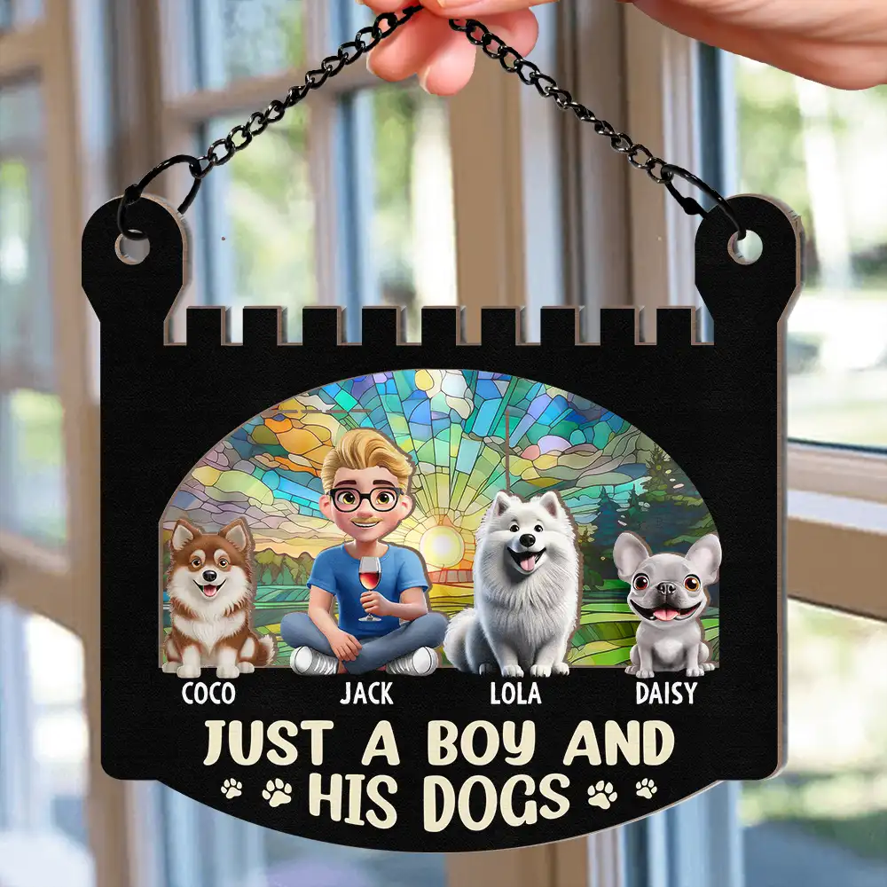 Just A Girl And Her Dog - Personalized Window Hanging Suncatcher Ornament - Image 2