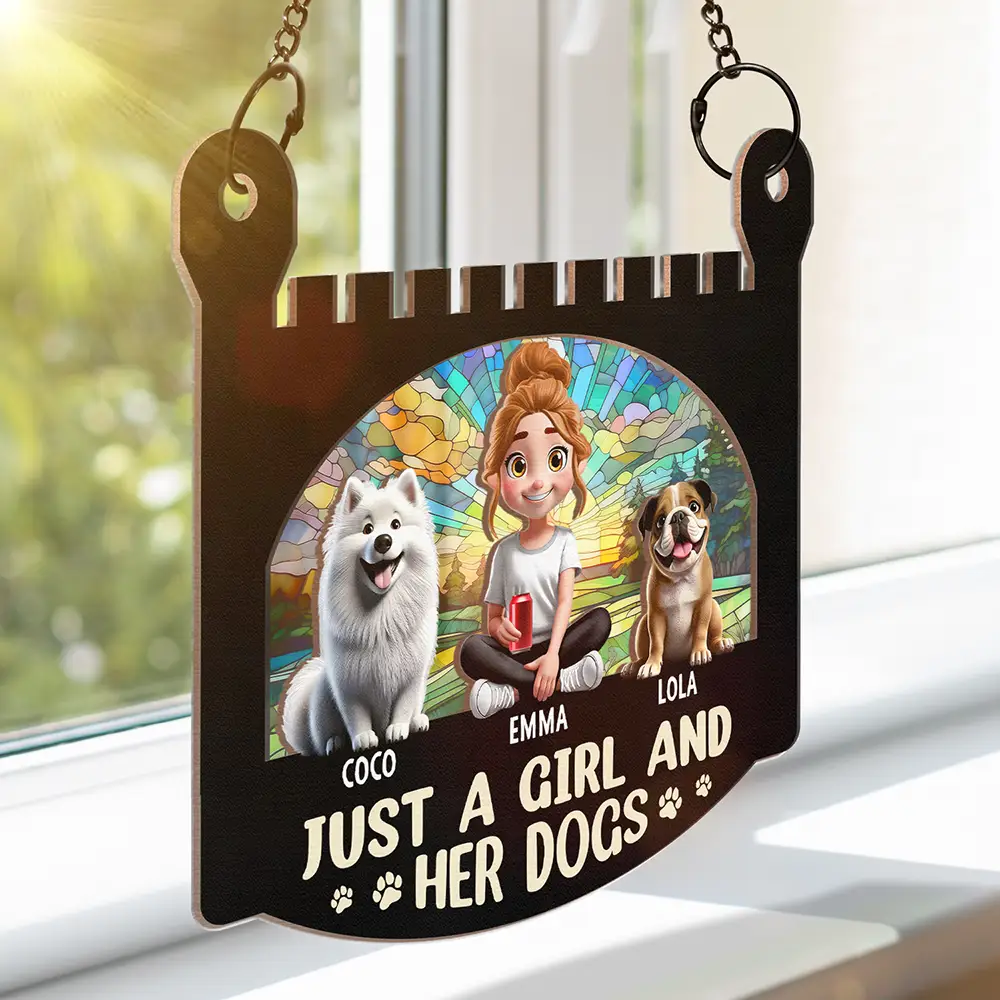 Just A Girl And Her Dog - Personalized Window Hanging Suncatcher Ornament - Image 3