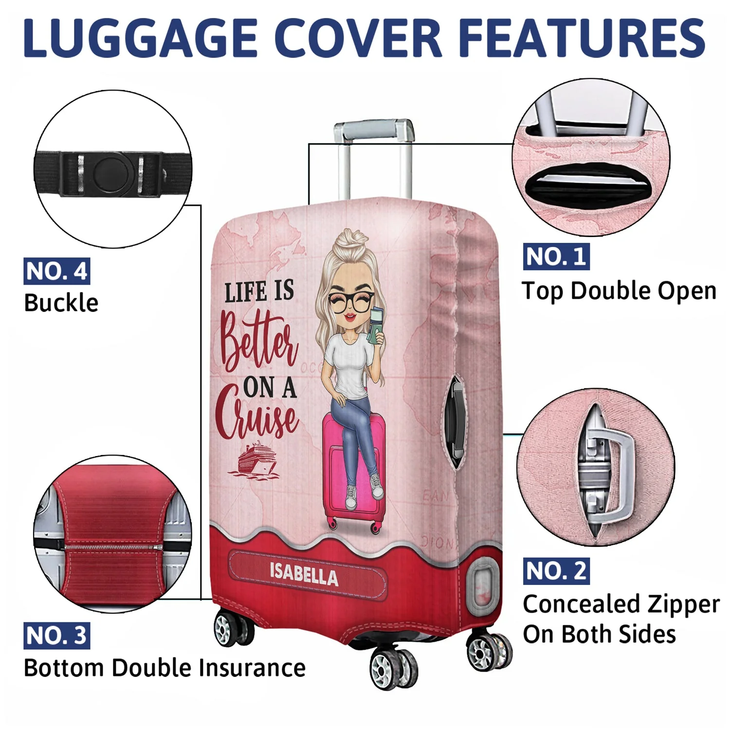 Just A Girl Boy Chibi Who Loves Traveling - Birthday Gift For Him, Her, Vacation Lovers - Personalized Custom Luggage Cover - Image 4