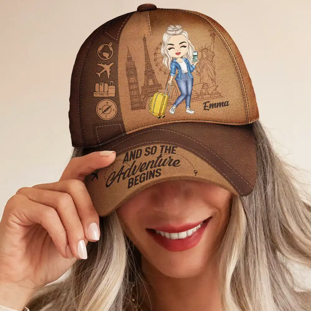 Just A Girl Boy Loves Traveling - Personalized Classic Cap - Image 4