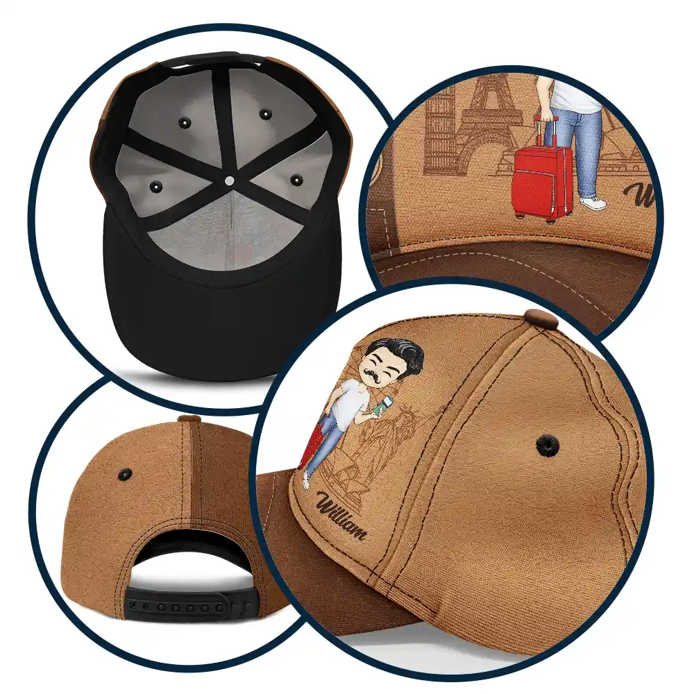 Just A Girl Boy Loves Traveling - Personalized Classic Cap - Image 5
