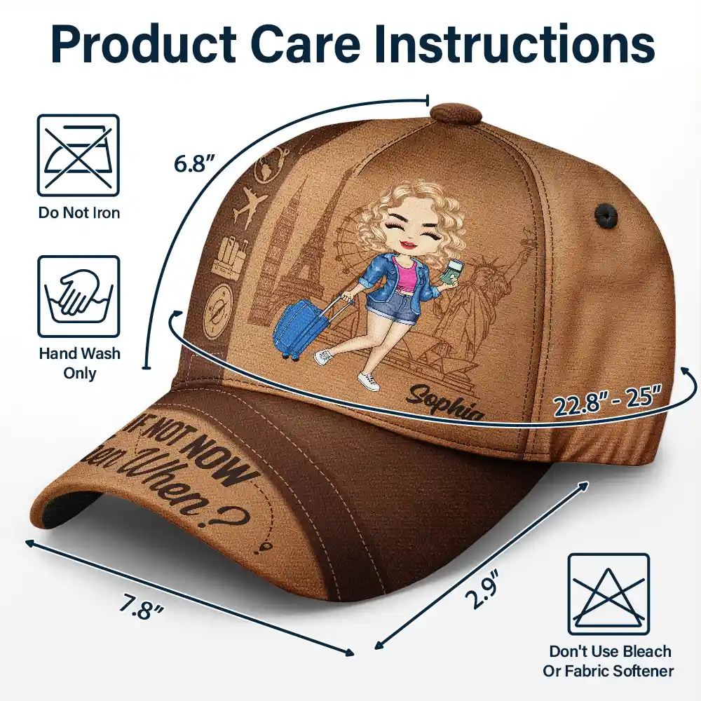 Just A Girl Boy Loves Traveling - Personalized Classic Cap - Image 6