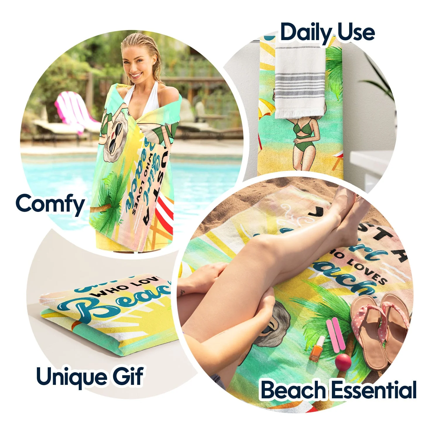 Just A Girl Boy Who Loves Beach - Gift For Beach Lovers - Personalized Custom Beach Towel - Image 5