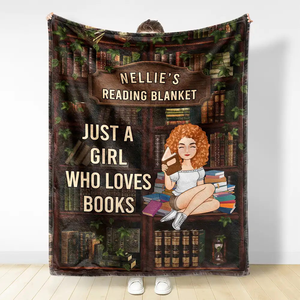 Just A Girl Boy Who Loves Books - Personalized Fleece Blanket, Sherpa Blanket - Image 3