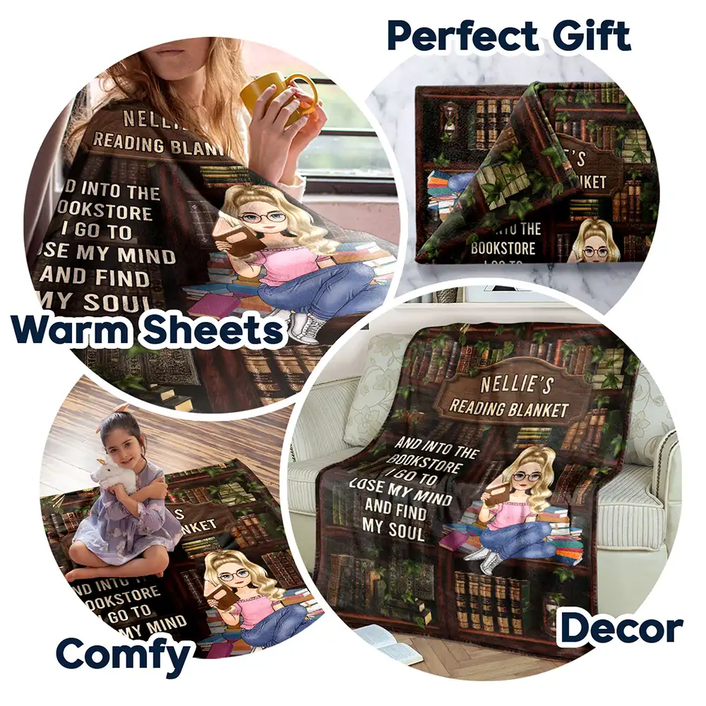 Just A Girl Boy Who Loves Books - Personalized Fleece Blanket, Sherpa Blanket - Image 7