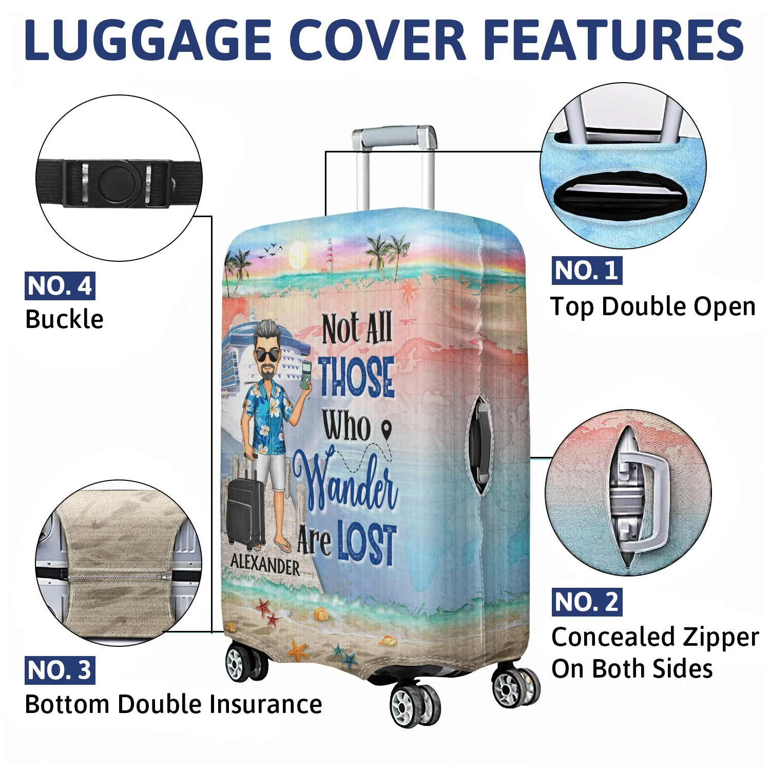 Just A Girl Boy Who Loves Cruising - Birthday Gift For Him, Her, Kid, Friends, Family, Trippin‘, Vacation, Beach, Sea, Travel Lovers - Personalized Custom Luggage Cover - Image 4