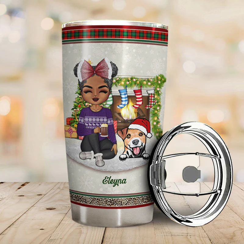 Just A Girl Boy Who Loves Dogs Cats And Christmas - Christmas Gift For Pet Lovers - Personalized Custom Tumbler - Image 2