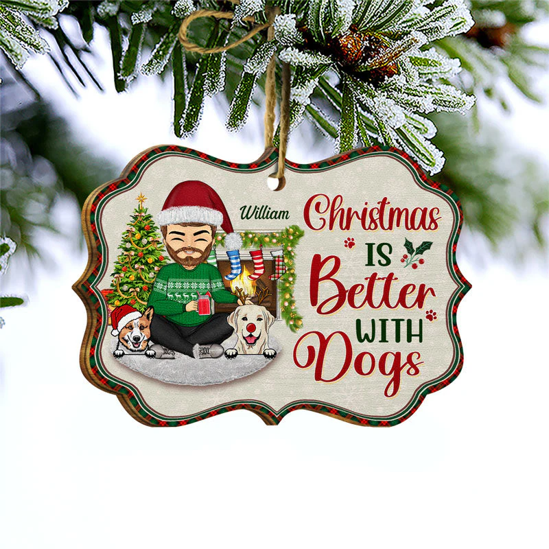 Just A Girl Boy Who Loves Dogs And Christmas - Christmas Gift For Dog Lovers - Personalized Custom Wooden Ornament - Image 3