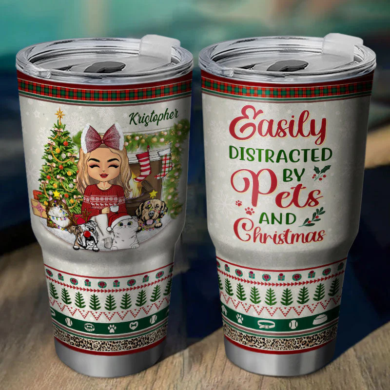 Just A Girl Boy Who Loves Dogs Cats And Christmas - Christmas Gift For Dog Lovers And Cat Lovers - Personalized Custom 30 Oz Tumbler - Image 2