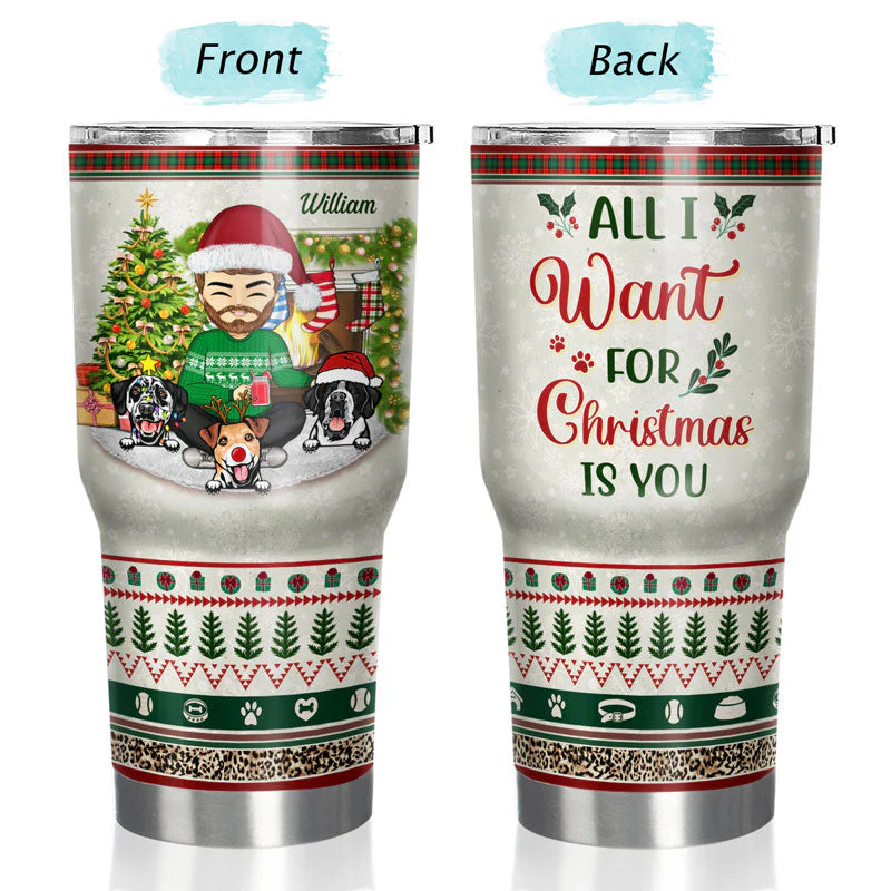 Just A Girl Boy Who Loves Dogs Cats And Christmas - Christmas Gift For Dog Lovers And Cat Lovers - Personalized Custom 30 Oz Tumbler - Image 3