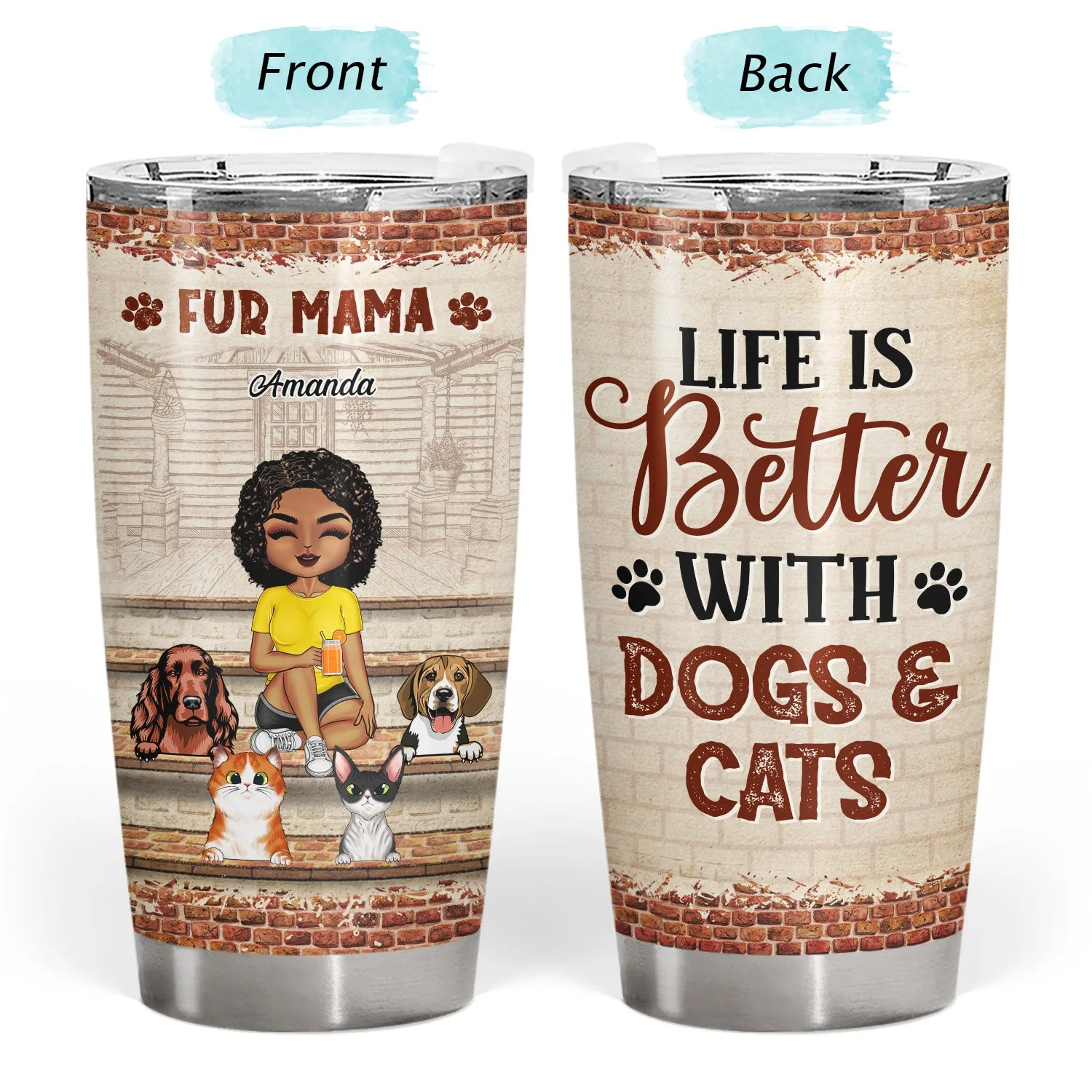 Just A Girl Boy Who Loves Dogs Cats - Gift For Pet Lovers - Personalized Custom Tumbler - Image 3