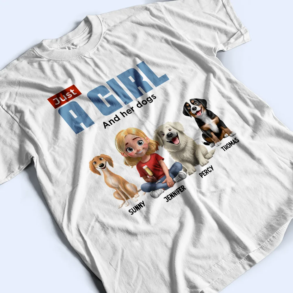 Just A Girl Boy Who Loves Dogs - Personalized T Shirt - Image 3