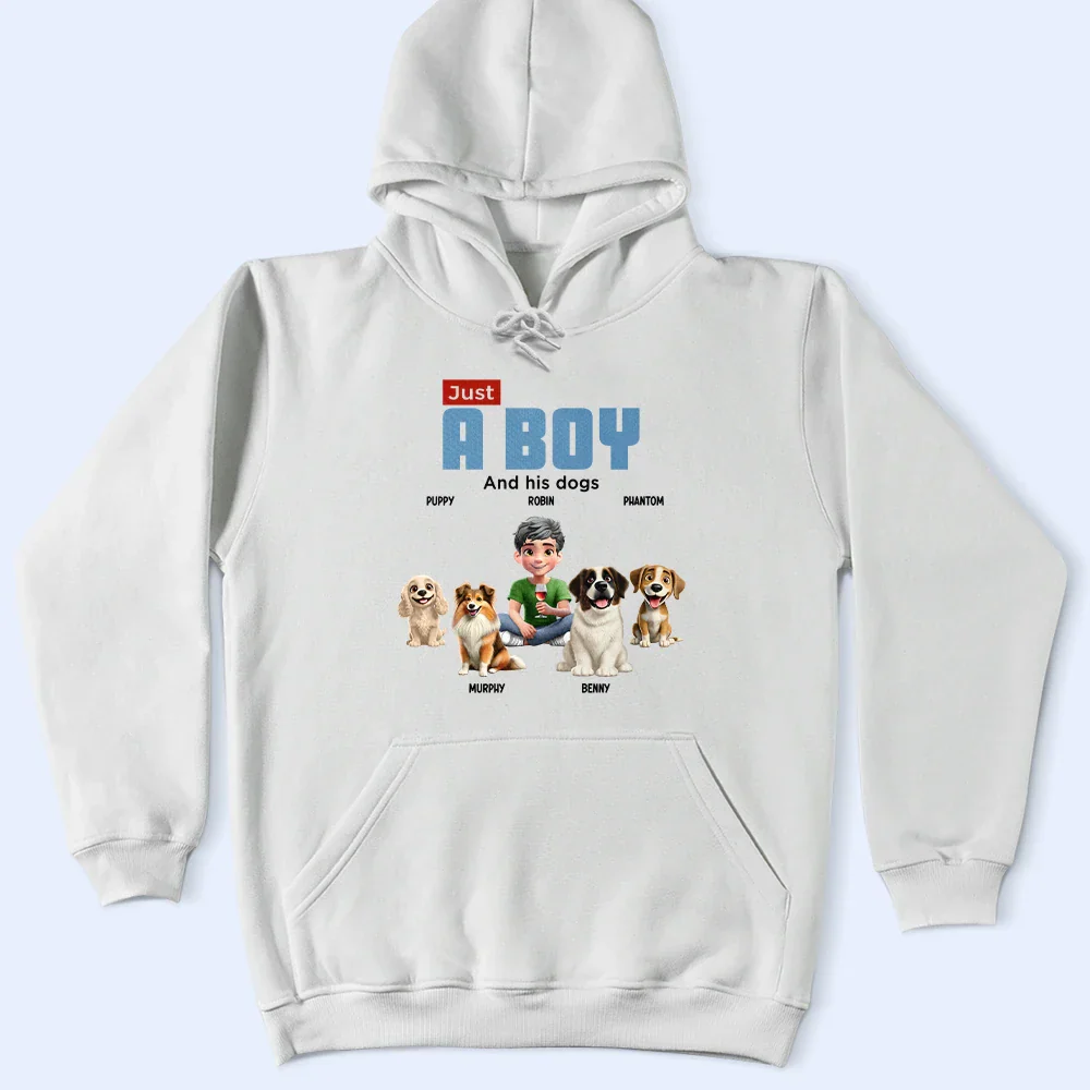 Just A Girl Boy Who Loves Dogs - Personalized T Shirt - Image 4