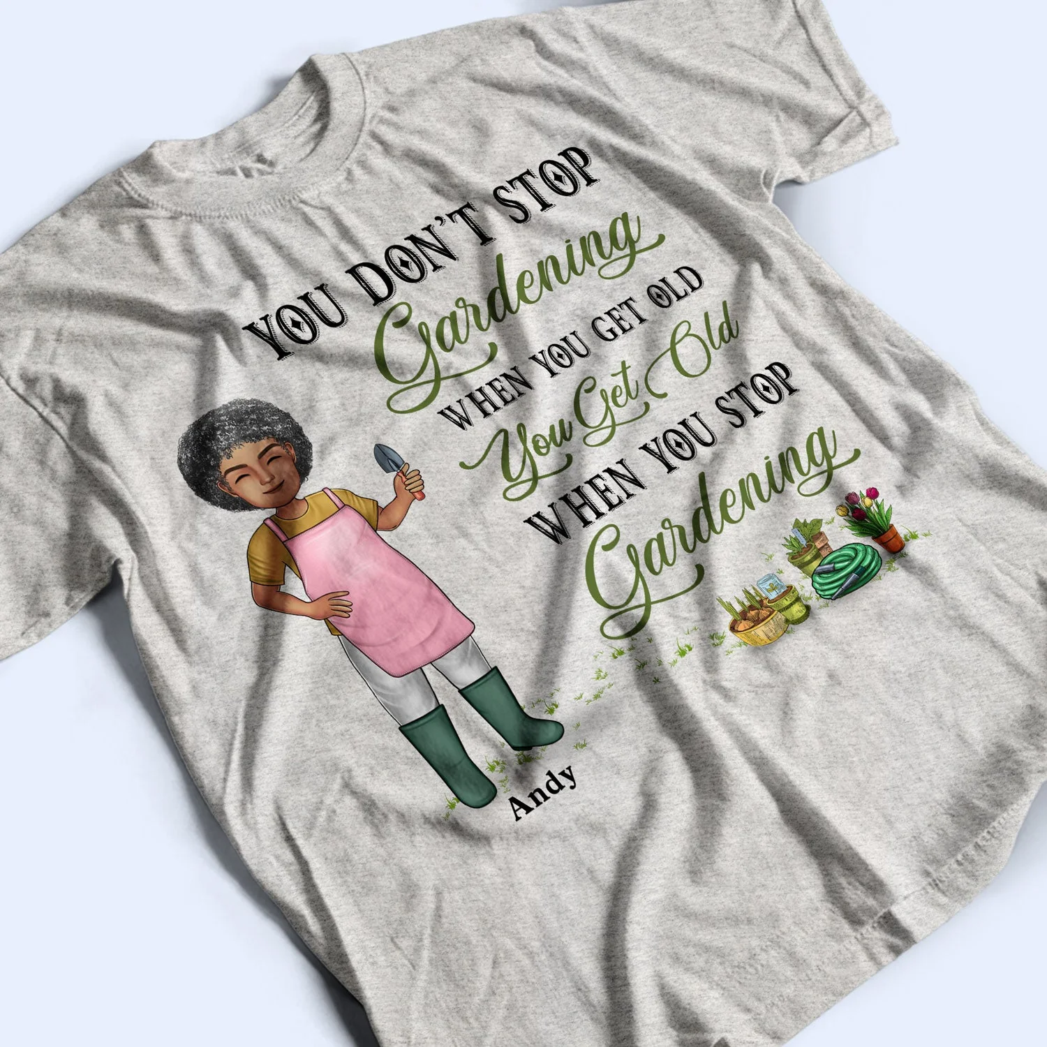 Just A Girl Boy Who Loves Gardening - Birthday, Loving Gift For Yourself, Women, Men, Plant Lovers - Personalized Custom T Shirt - Image 3