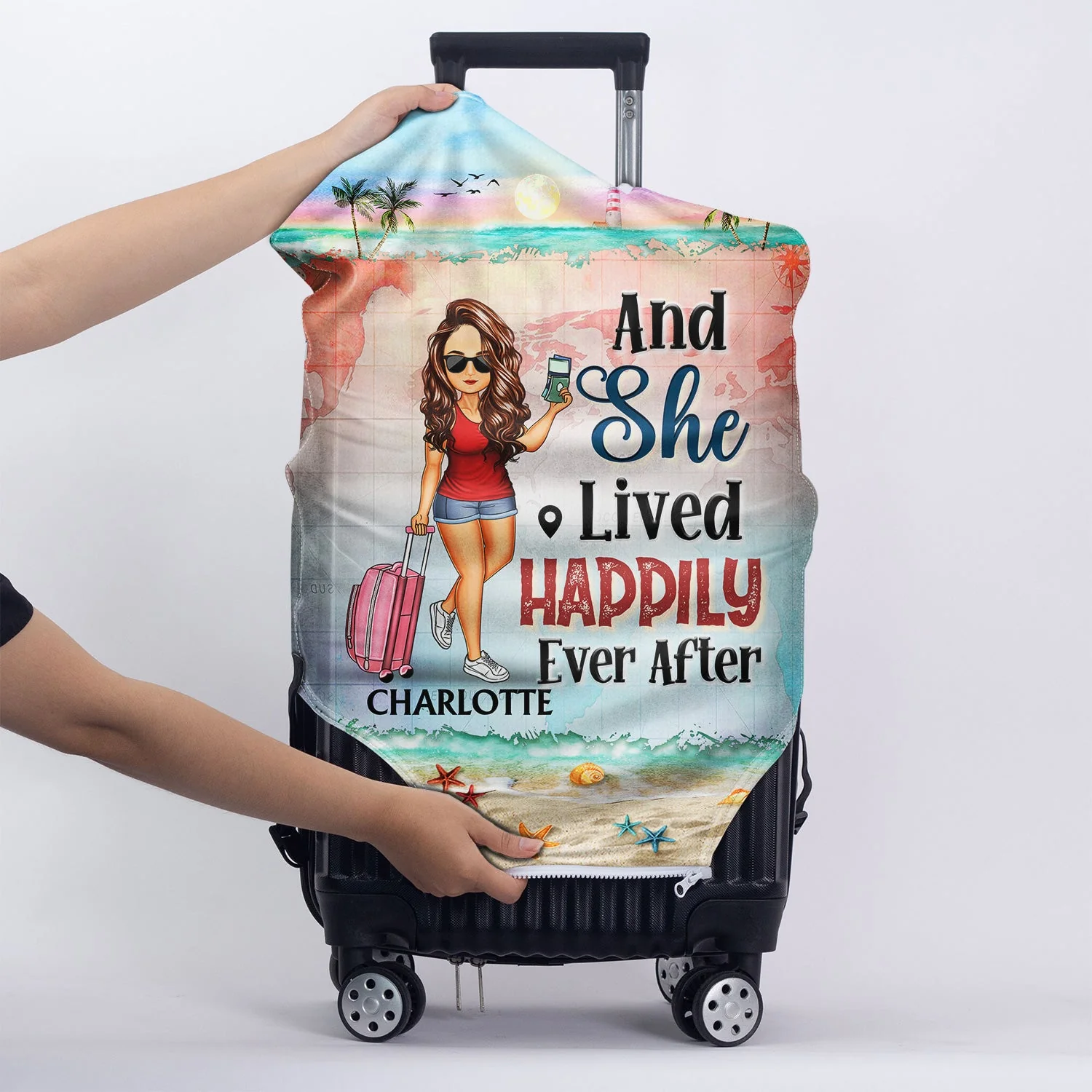 Just A Girl Boy Who Loves Traveling Adventure - Gift For Traveling Lovers - Personalized Custom Luggage Cover - Image 5
