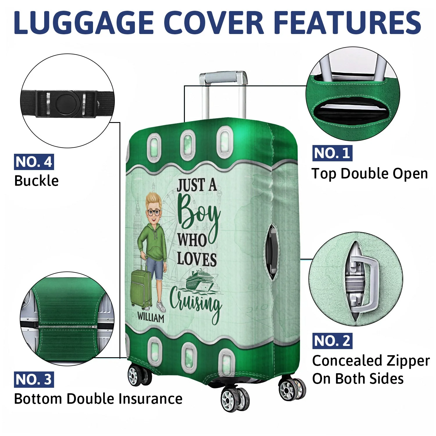Just A Girl Boy Who Loves Traveling Cruising - Birthday Gift For Him, Her, Kid, Friends, Family, Trippin', Vacation Lovers - Personalized Custom Luggage Cover - Image 4