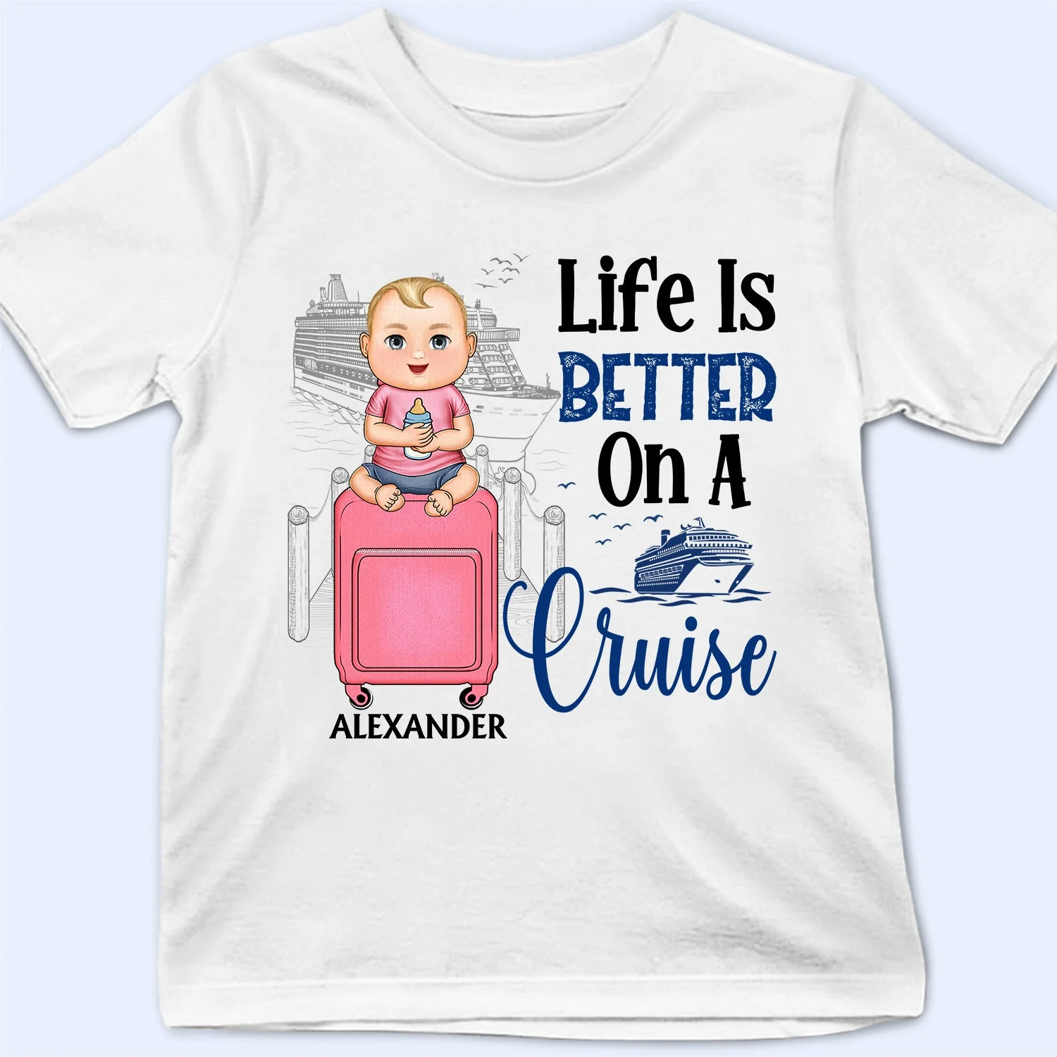 Just A Girl Boy Who Loves Traveling Cruising - Birthday Gift For Him, Her, Kid, Friends, Family, Trippin‘, Vacation Lovers - Personalized Custom T Shirt - Image 6