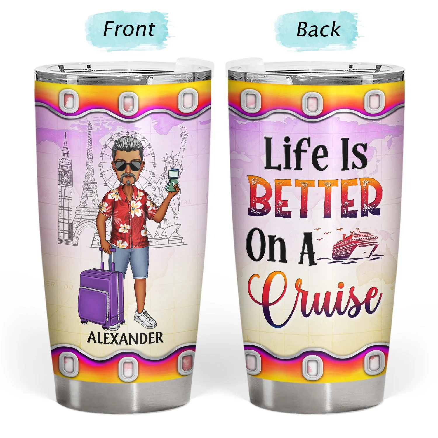 Just A Girl Boy Who Loves Traveling Cruising - Birthday Gift For Him, Her, Kid, Friends, Family, Trippin', Vacation Lovers - Personalized Custom Tumbler - Image 3
