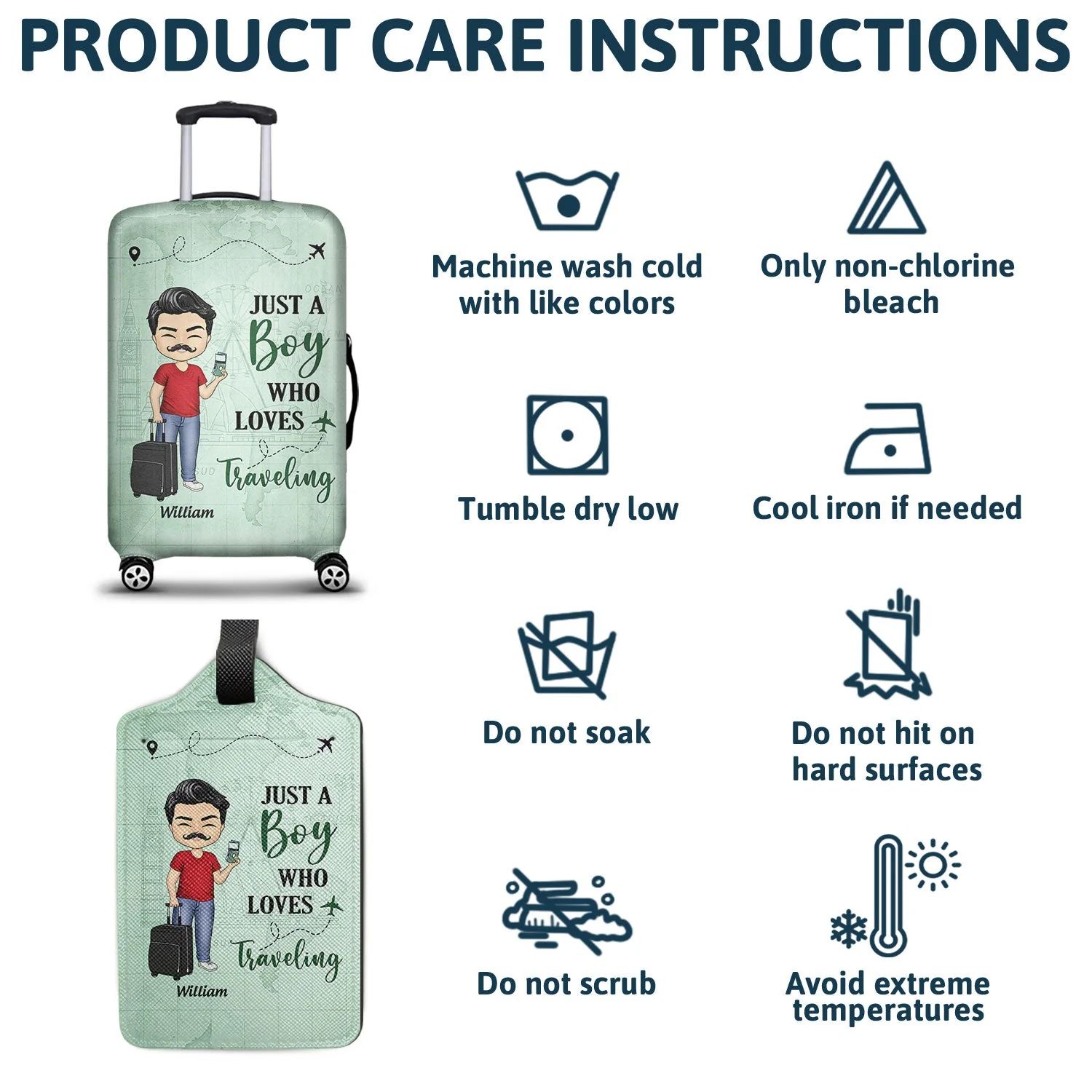 Just A Girl Boy Who Loves Traveling - Gift For Traveling Lovers - Personalized Combo Luggage Cover And Luggage Tag - Image 6
