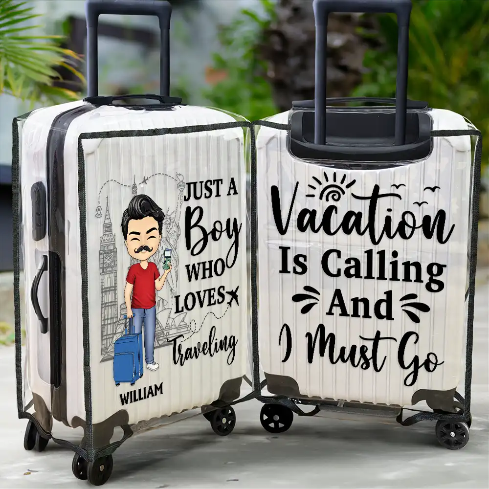 Just A Girl Boy Who Loves Traveling - Personalized Clear Luggage Cover - Image 2