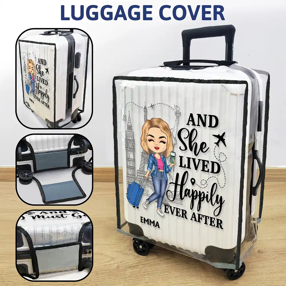 Just A Girl Boy Who Loves Traveling - Personalized Clear Luggage Cover - Image 3