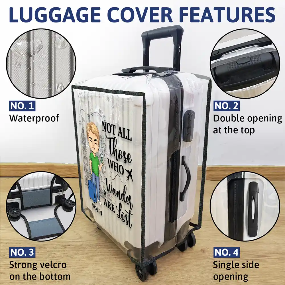 Just A Girl Boy Who Loves Traveling - Personalized Clear Luggage Cover - Image 4
