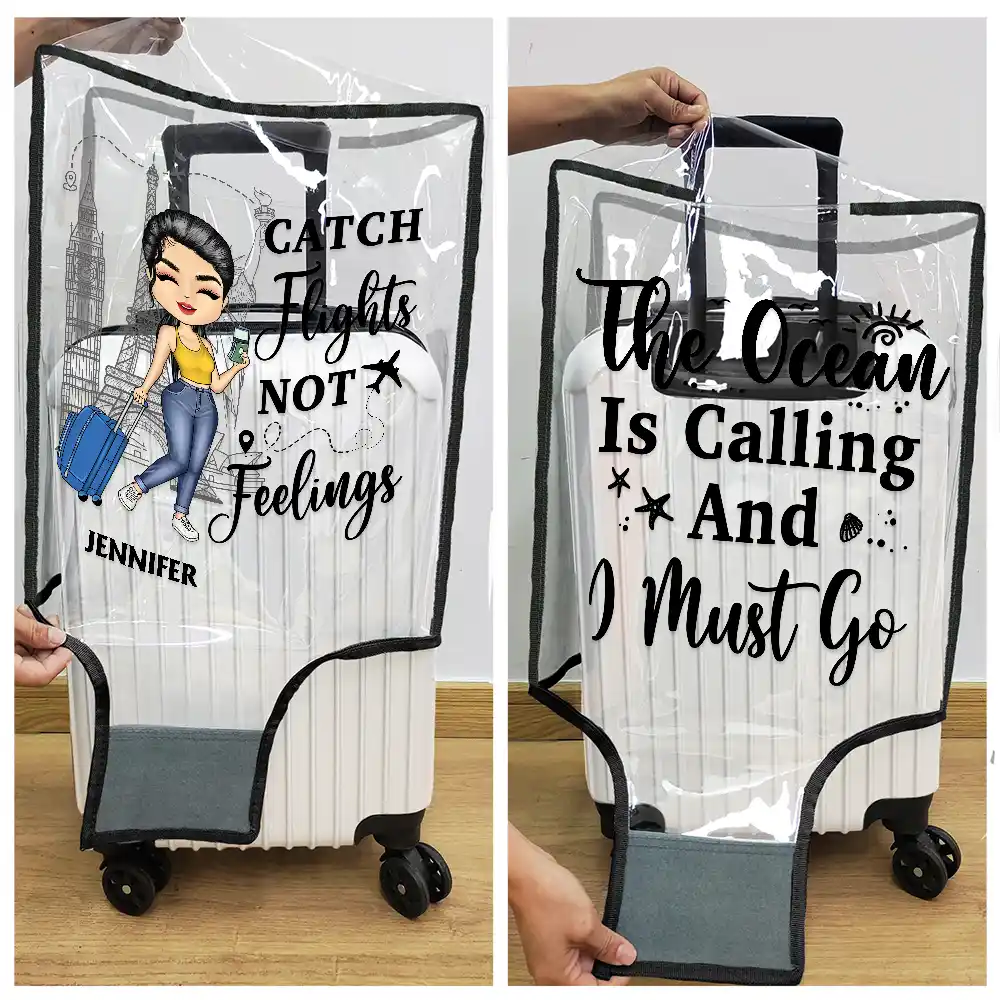 Just A Girl Boy Who Loves Traveling - Personalized Clear Luggage Cover - Image 5