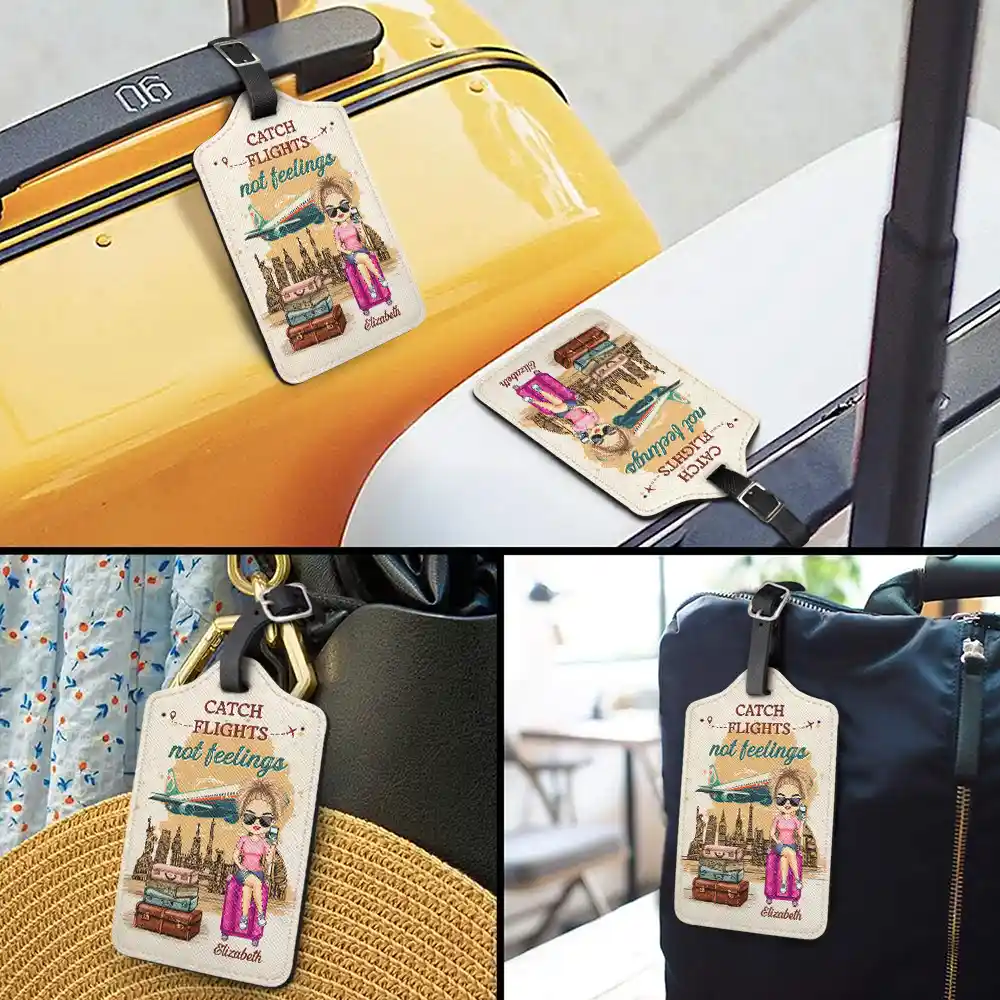 Just A Girl Boy Who Loves Traveling Vintage Style - Personalized Luggage Tag - Image 3