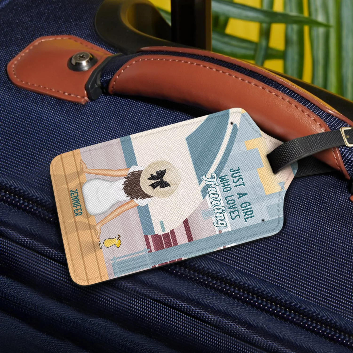 Just A Girl - Summer Gift For Girl - Personalized Luggage Tag - Image 2