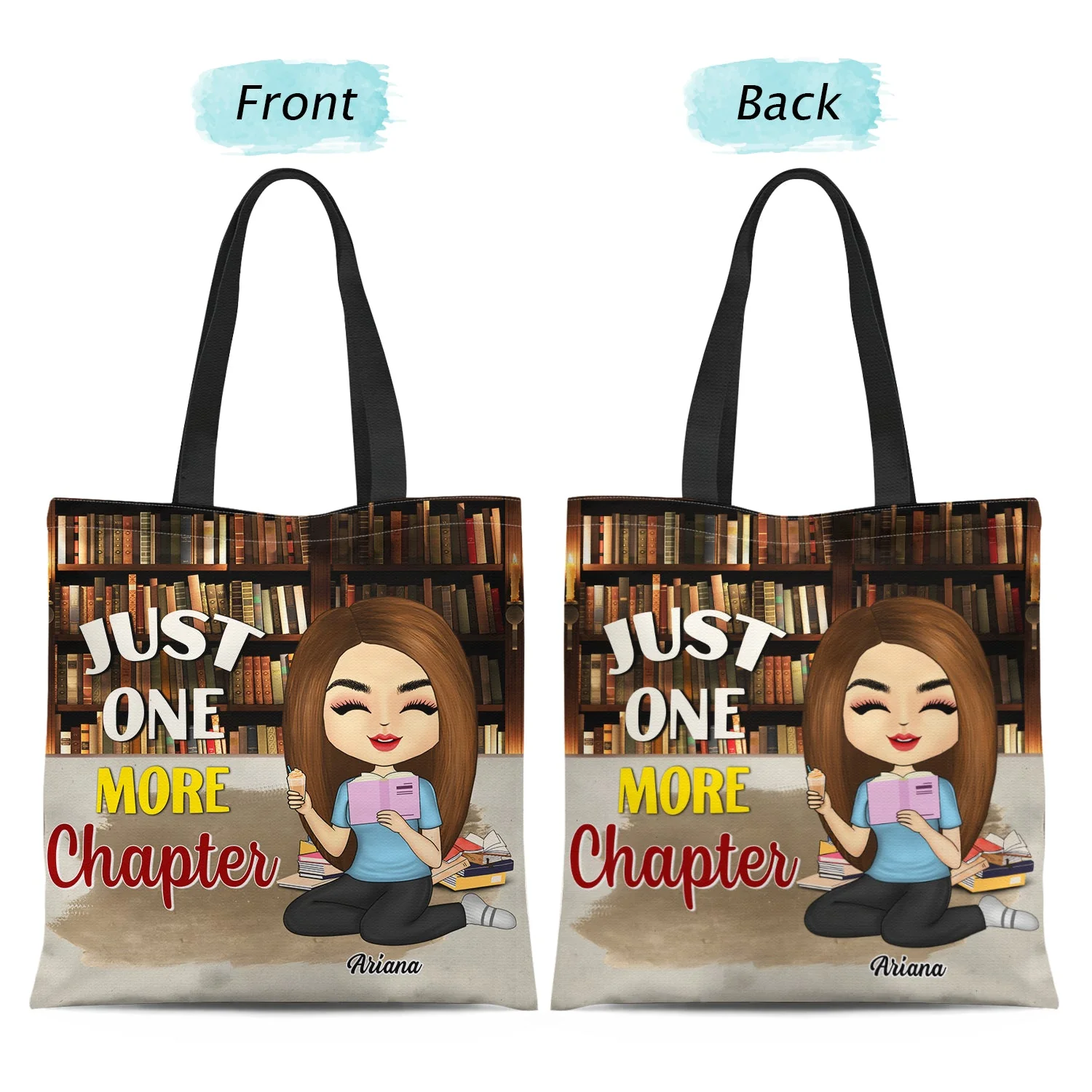 Just A Girl Who Love Books - Gift For Reading Lovers - Personalized Custom Zippered Canvas Bag - Image 2