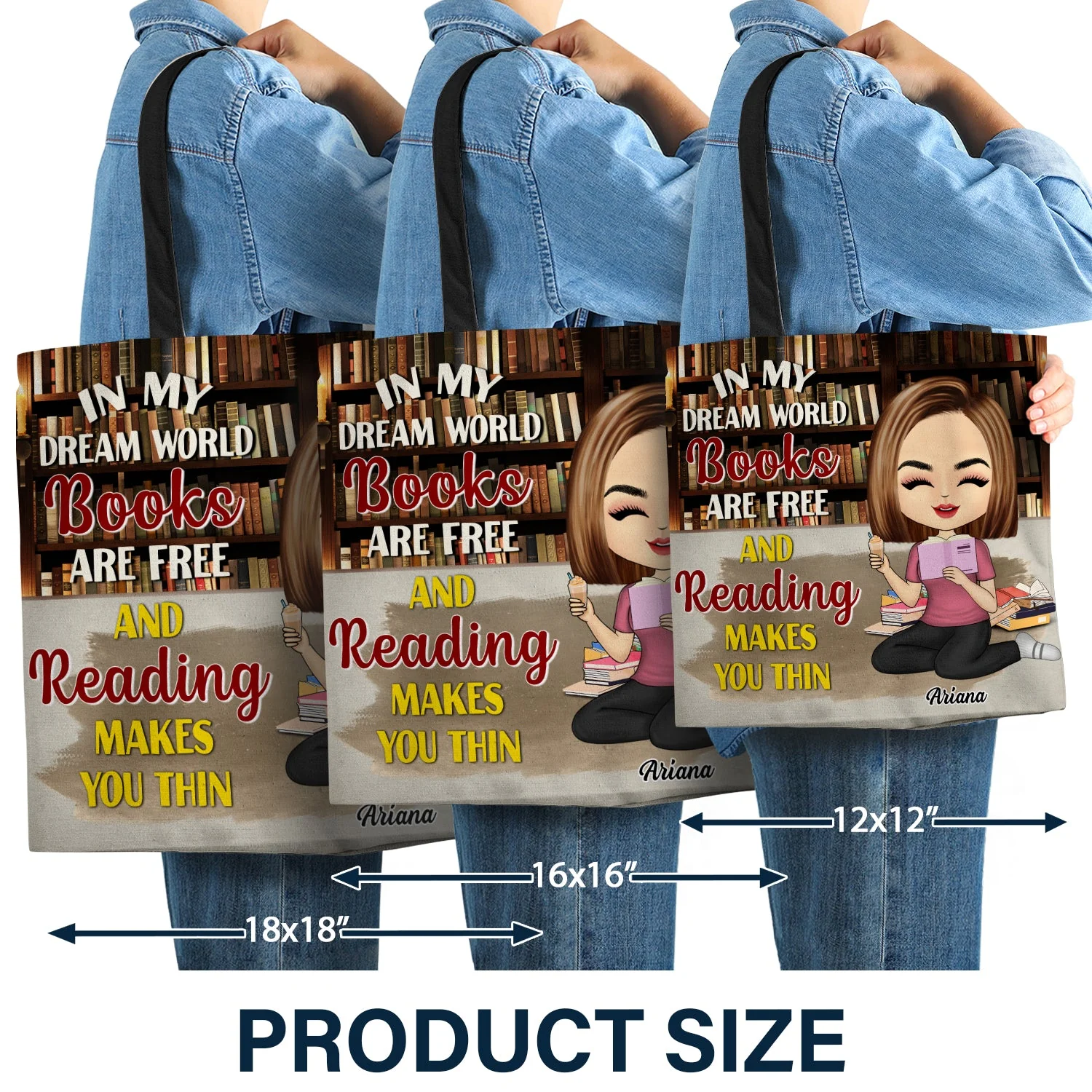 Just A Girl Who Love Books - Gift For Reading Lovers - Personalized Custom Zippered Canvas Bag - Image 4