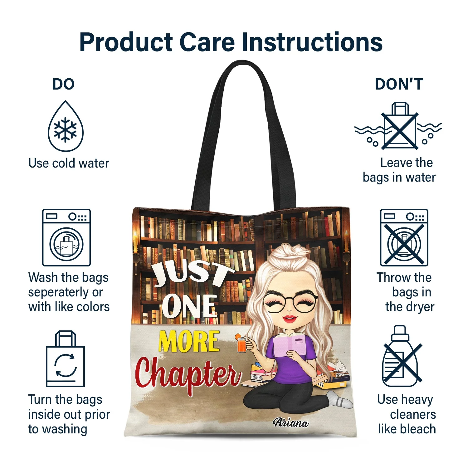 Just A Girl Who Love Books - Gift For Reading Lovers - Personalized Custom Zippered Canvas Bag - Image 6