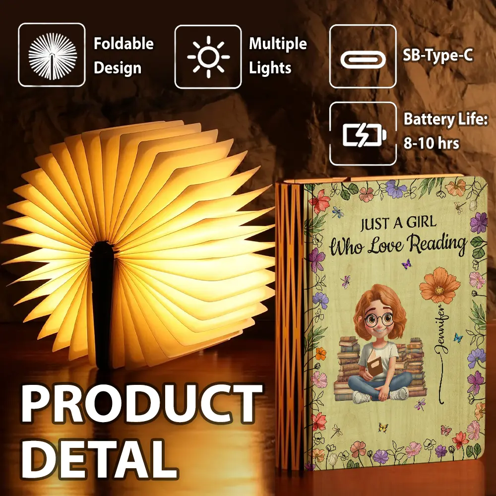 Just A Girl Who Love Reading - Personalized Book Lamp - Image 6