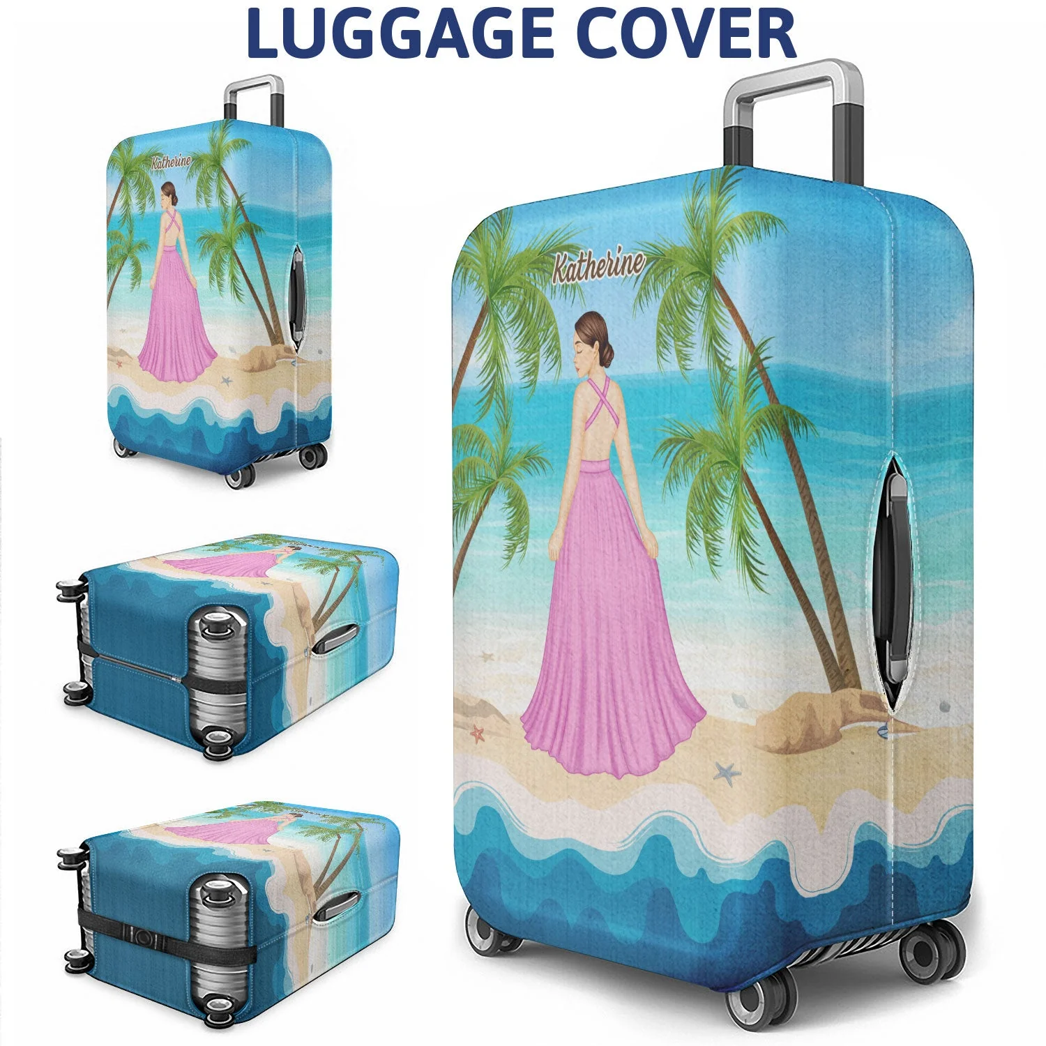 Just A Girl Who Loves Beach - Gift For Yourself, Gift For Women - Personalized Custom Luggage Cover - Image 3