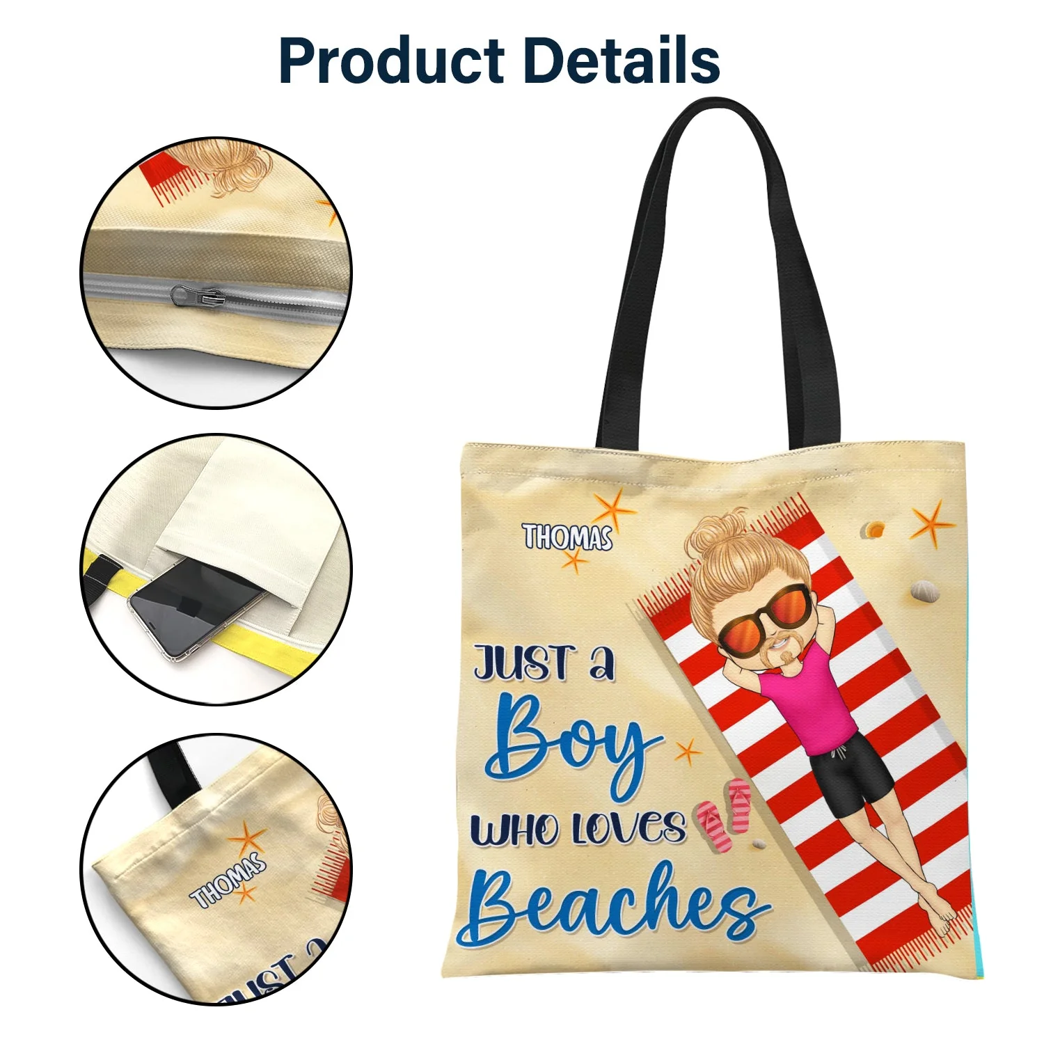 Just A Girl Who Loves Beach Traveling - Birthday Gift For Travel Lovers - Personalized Zippered Canvas Bag - Image 5