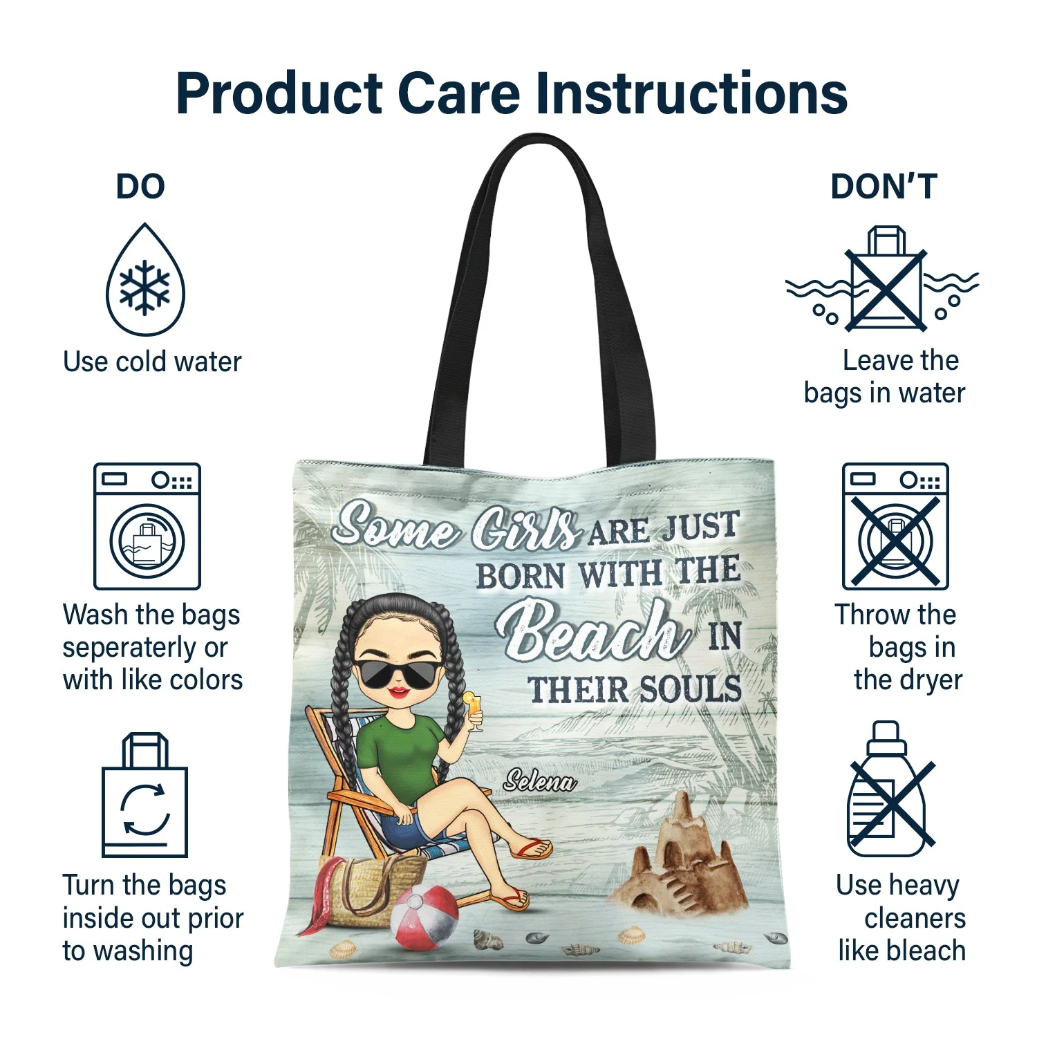 Just A Girl Who Loves Beaches - Gift For Women, Beach Lovers - Personalized Zippered Canvas Bag - Image 6