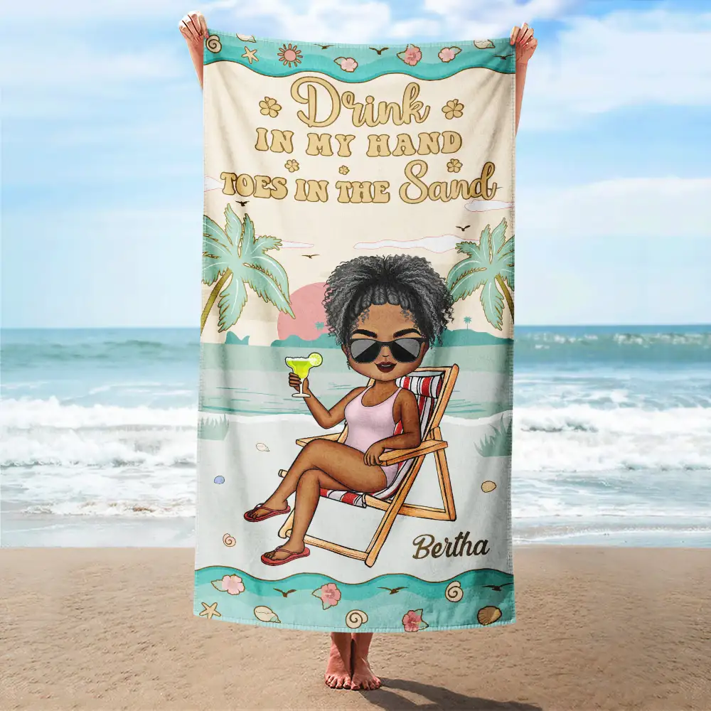 Just A Girl Who Loves Beaches Pastel Floral - Personalized Beach Towel - Image 2