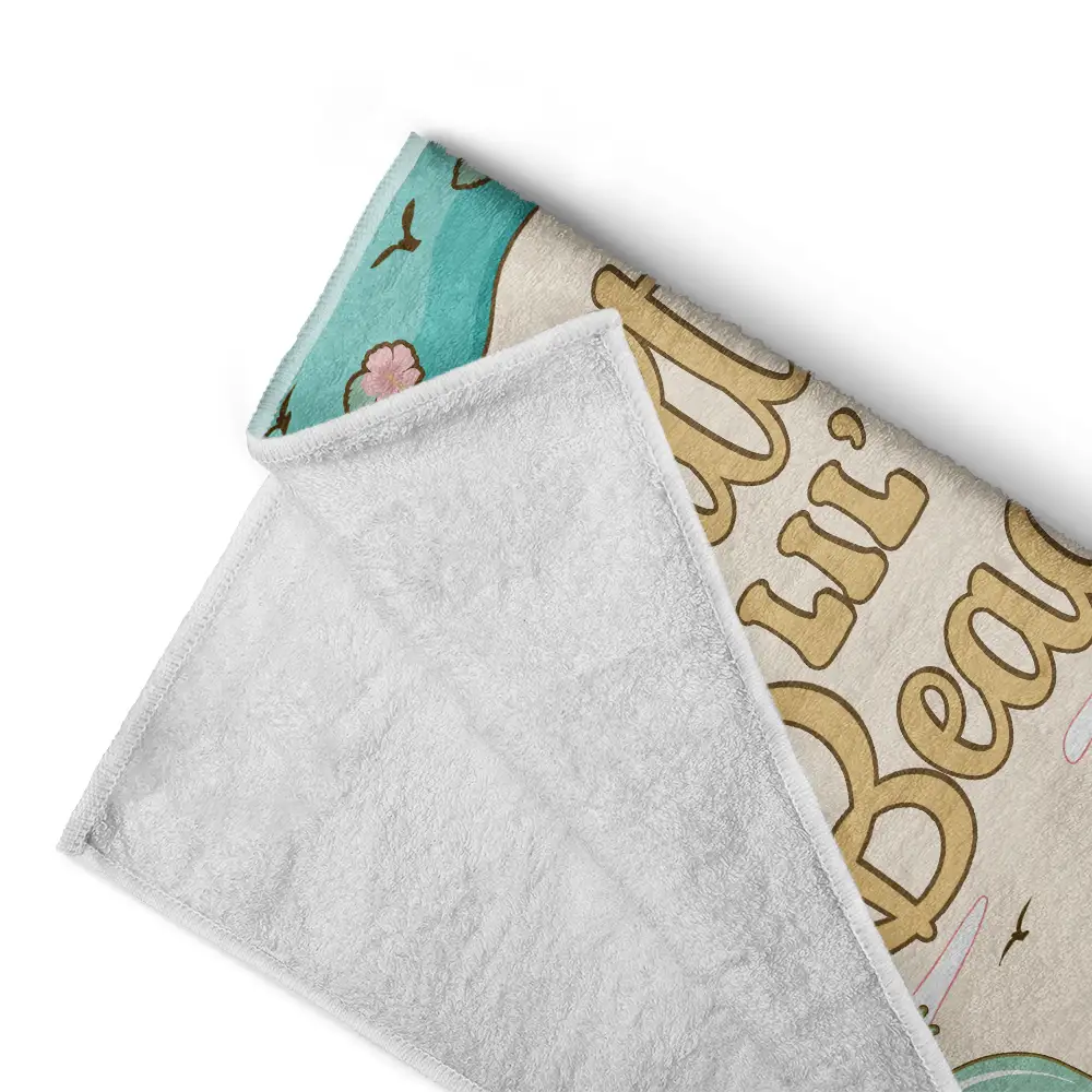 Just A Girl Who Loves Beaches Pastel Floral - Personalized Beach Towel - Image 4