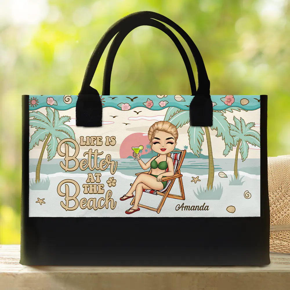 Just A Girl Who Loves Beaches - Personalized Canvas Tote Bag - Image 2