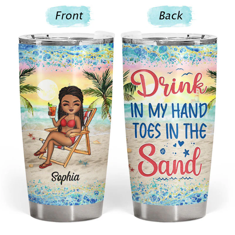 Just A Girl Who Loves Beaches - Personalized Custom Tumbler - Image 3