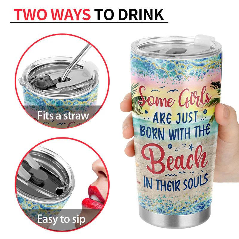 Just A Girl Who Loves Beaches - Personalized Custom Tumbler - Image 4