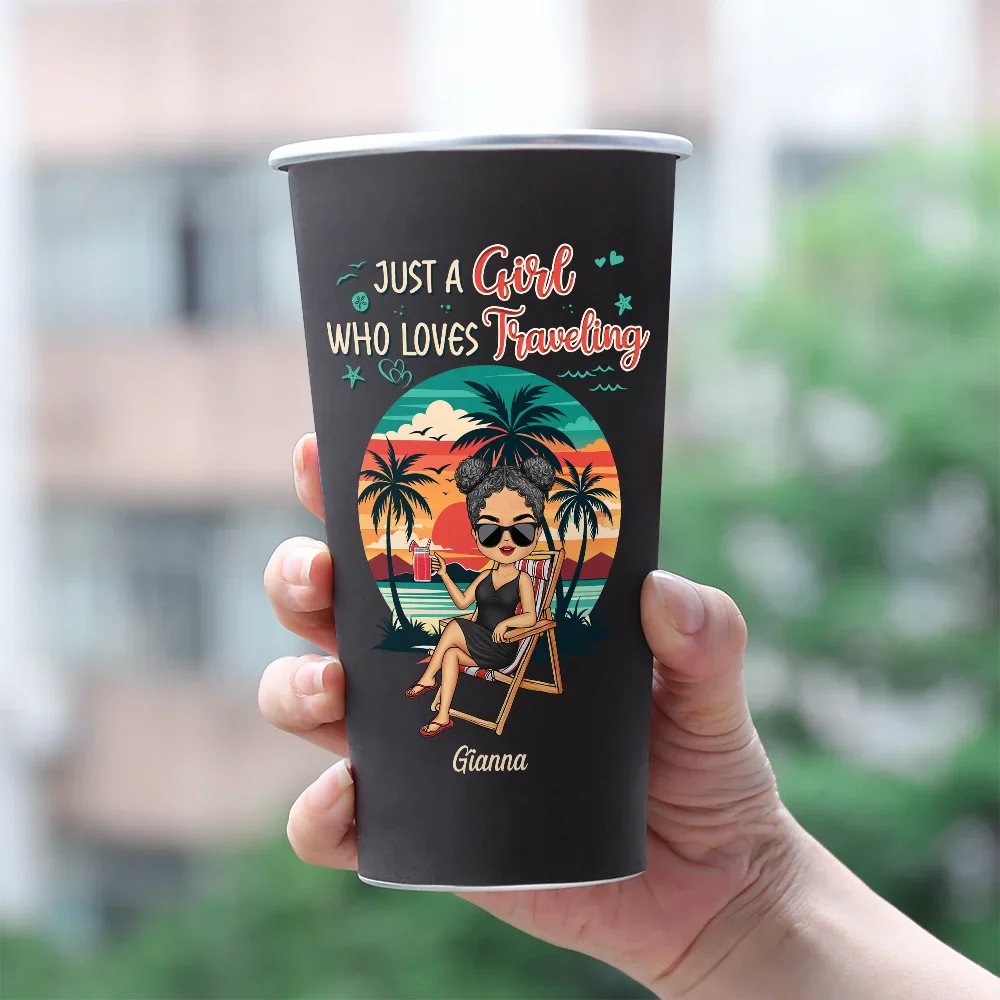 Just A Girl Who Loves Beaches Summer - Personalized Aluminum Color Changing Cup - Image 3
