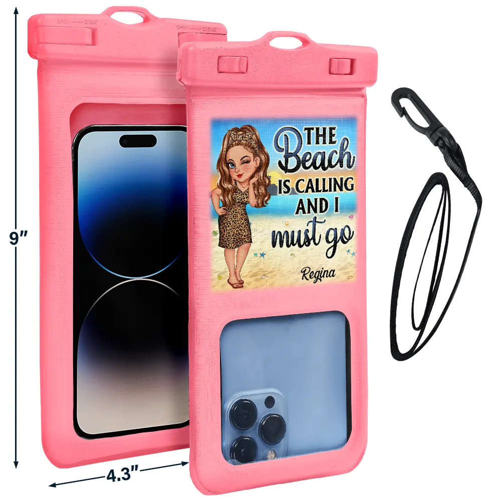 Just A Girl Who Loves Beaches Summer Vacation Traveling - Personalized Waterproof Phone Pouch - Image 3