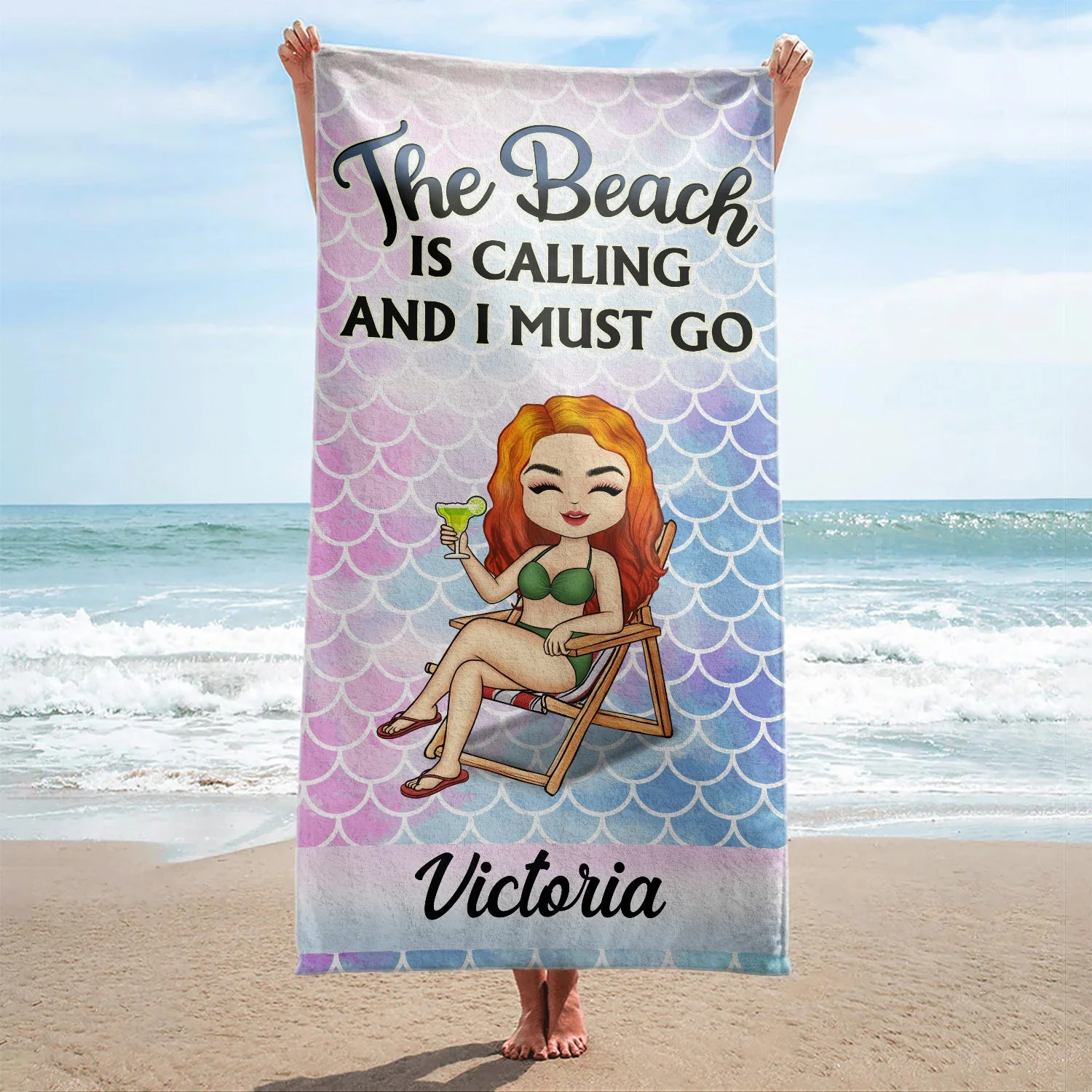 Just A Girl Who Loves Beaches Swimming Picnic Vacation Traveling - Birthday, Funny Gift For Her, Him, Besties, Family - Personalized Custom Beach Towel - Image 2