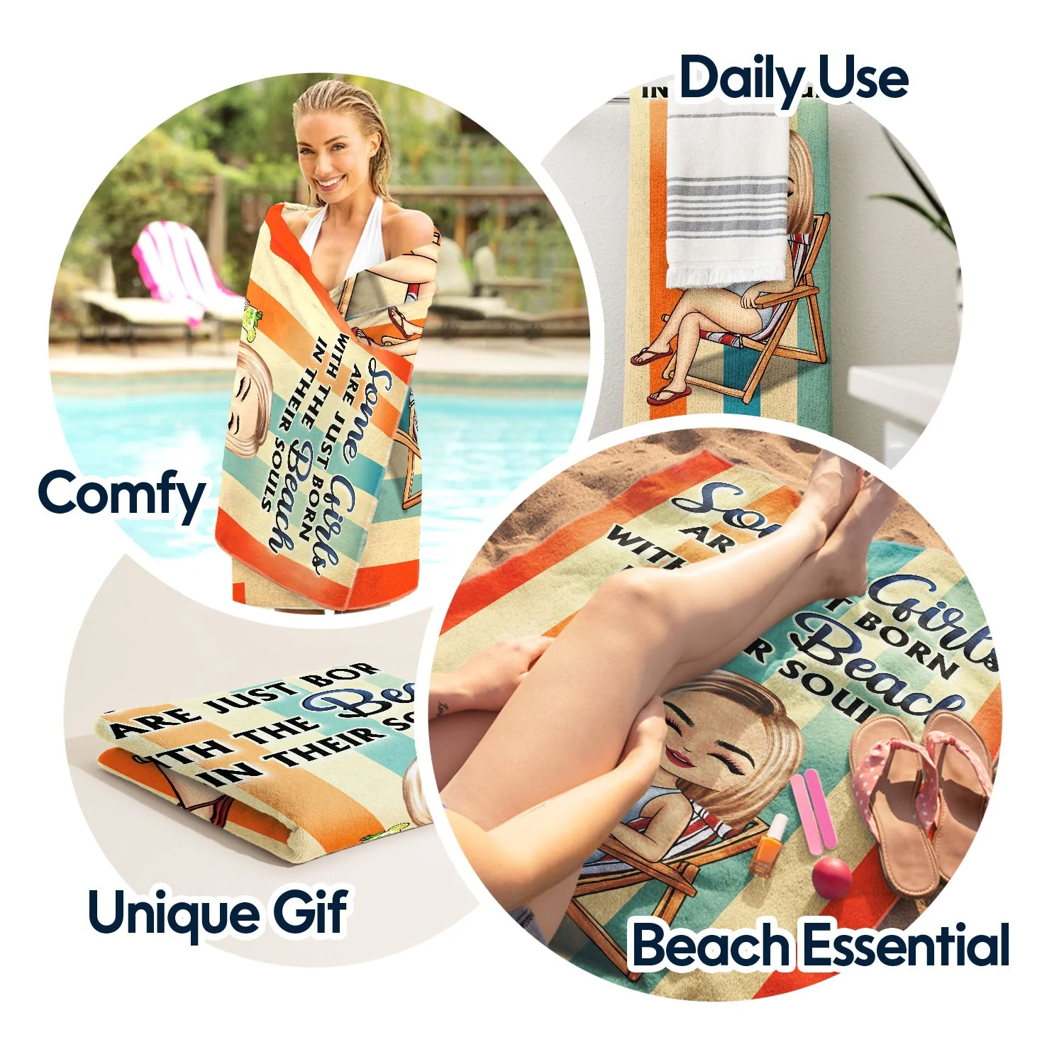 Just A Girl Who Loves Beaches Swimming Picnic Vacation Traveling - Birthday, Funny Gift For Her, Him, Besties, Family - Personalized Custom Beach Towel - Image 5