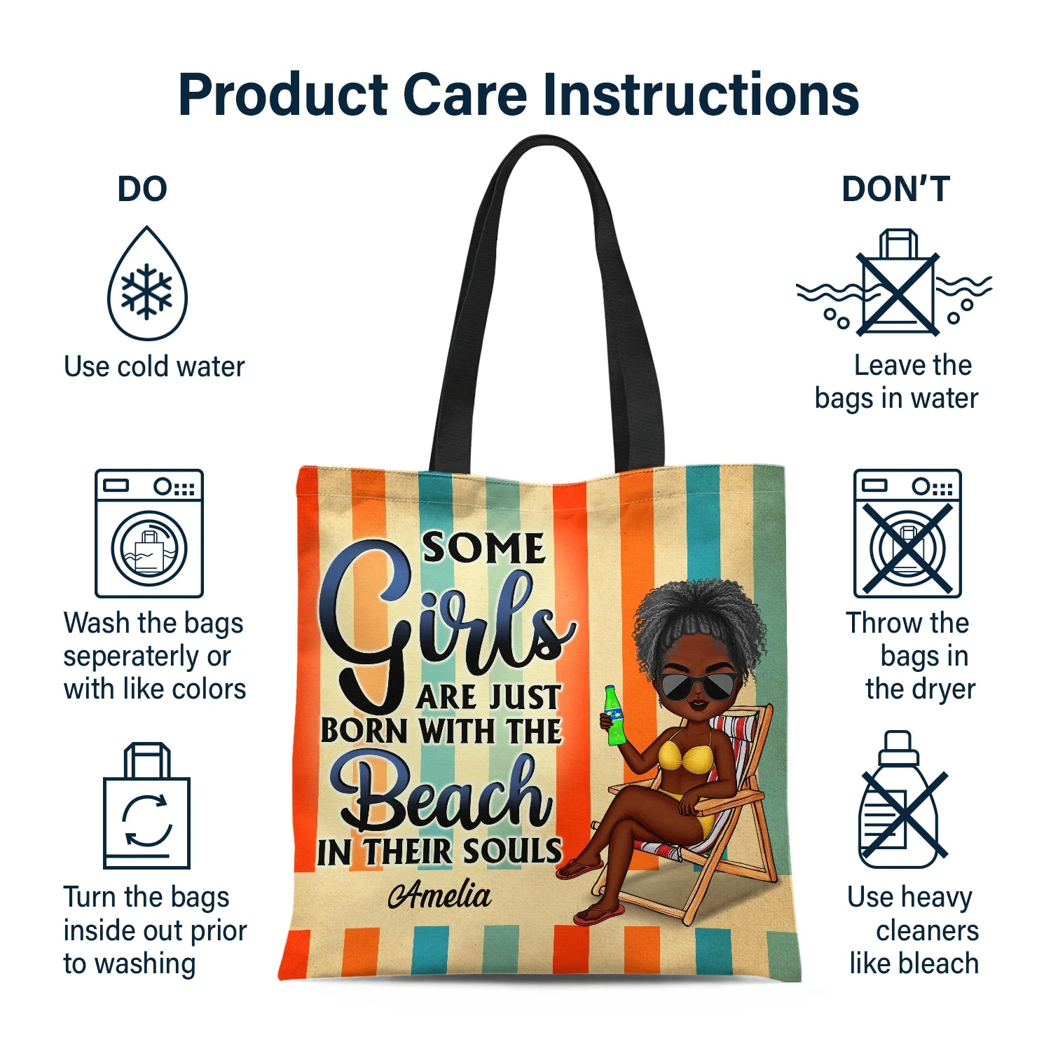 Just A Girl Who Loves Beaches Swimming Picnic Vacation Traveling - Birthday, Funny Gift For Her - Personalized Custom Zippered Canvas Bag - Image 7
