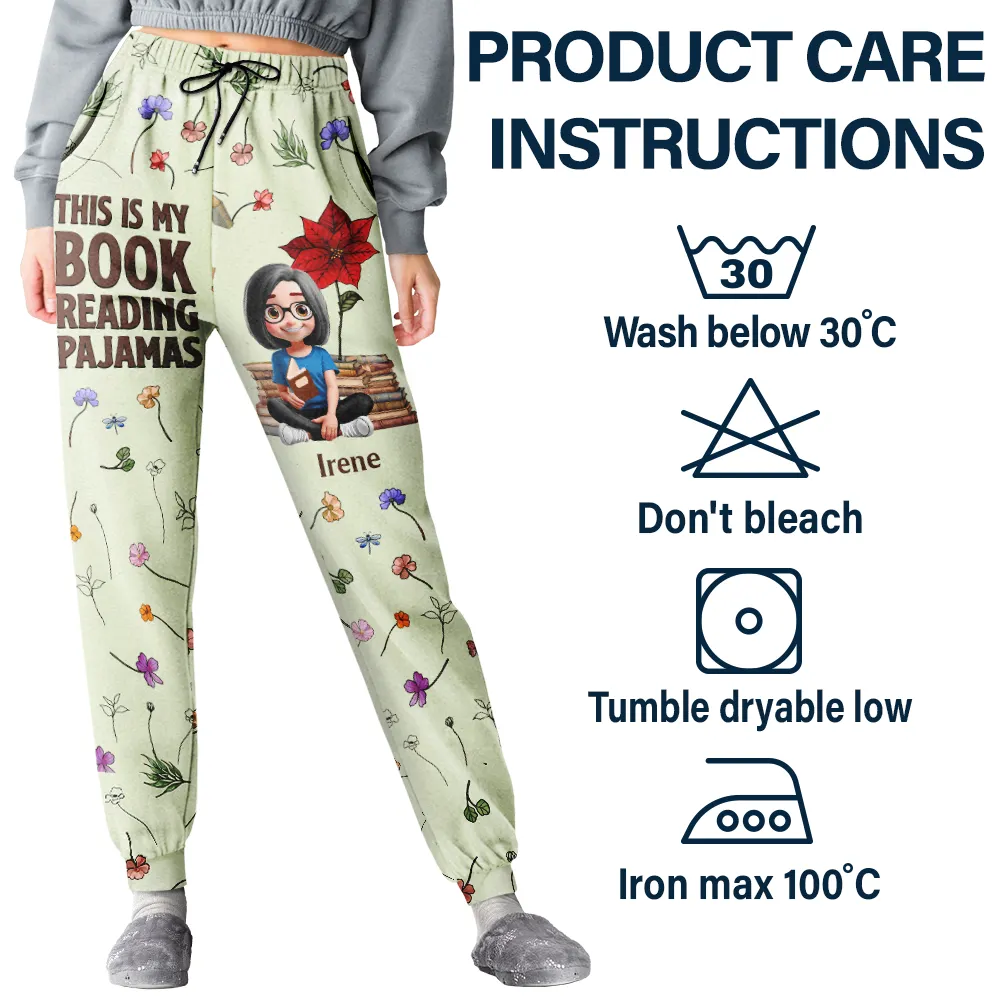 Just A Girl Who Loves Book Birth Month Flower - Personalized Sweatpants - Image 5