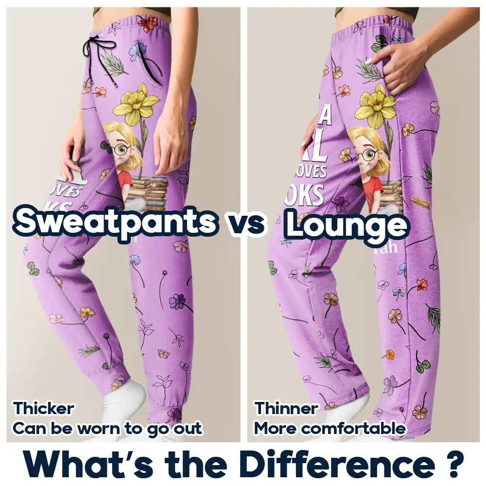 Just A Girl Who Loves Book Birth Month Flower - Personalized Sweatpants - Image 6