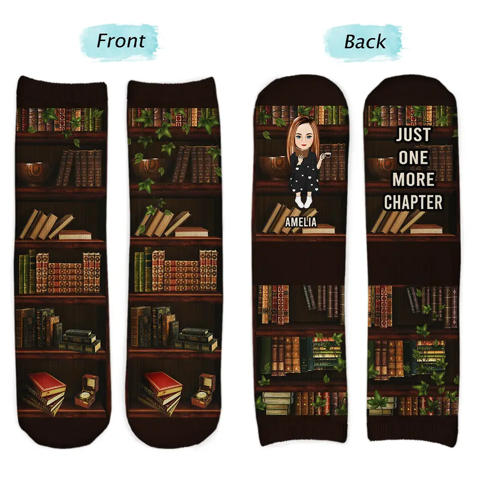 Just A Girl Who Loves Book - Personalized Socks - Image 2