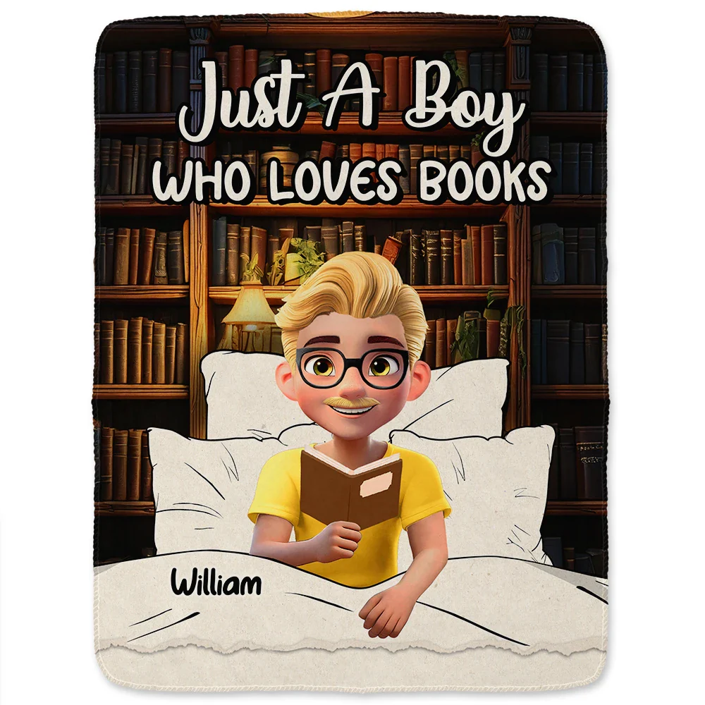 Just A Girl Who Loves Books 3D Effect - Personalized Fleece Blanket, Sherpa Blanket - Image 2